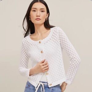 Ann Taylor Scalloped Ballet Neck Cardigan